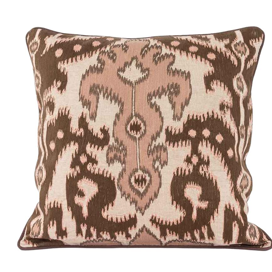 Putetrekk med rosa/brun Ikatmønster fra Lama Interiør